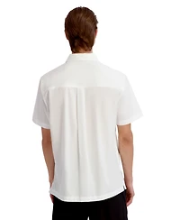 Karl Lagerfeld Paris Men's Laser Cut Embroidered Flower Woven Shirt