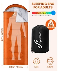 Sportneer Sleeping Bag 3 Season Warm Cold Weather for Adults Kids Boys Girls with Compression Sack Lightweight Camping Essentials Backpacking Hiking