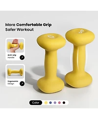 Sportneer Neoprene Dumbbells Set of 2 with 5 lb Hand Weights Non Slip Ergonomic Anti Roll Square Shape for Home Workout