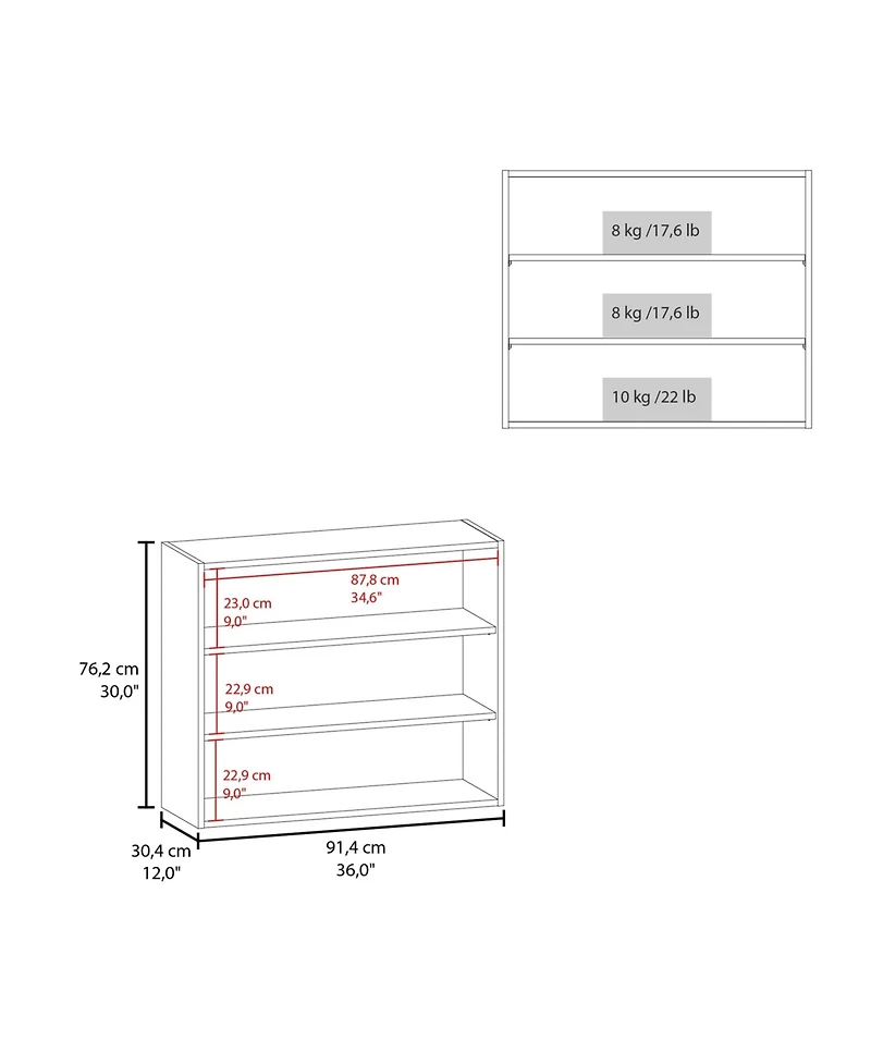 Fm Furniture Chinle Wall Cabinet in Melamine with Open Storage