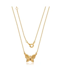 Suzy Levian New York Pave Cubic Zirconia Tapered Baguette Butterfly Necklace Sterling Silver