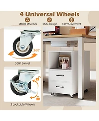 Gymax End Table w/Built-in Charging Station Usb Ports and Outlets 2 Drawers 3 Shelves Natural