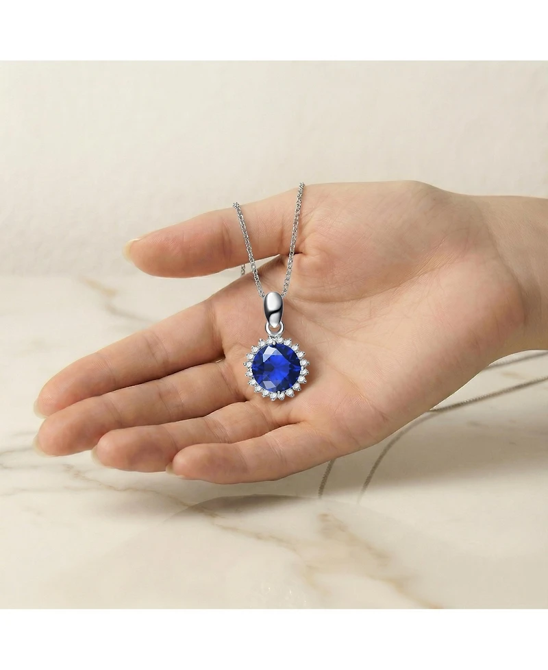 Sterling Silver White Gold Plated Clear Cubic Zirconia Stud Necklace