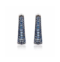 Suzy Levian Sterling Silver Pave Sapphire Petite Huggie Hoop Earrings