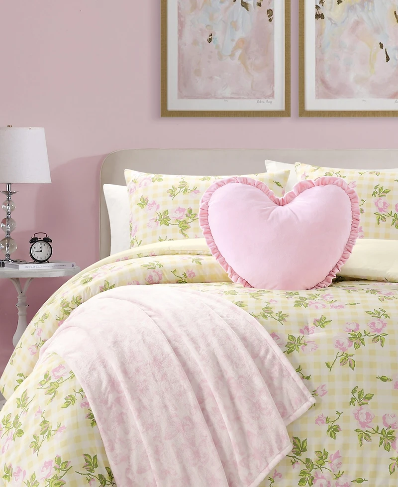 Betsey Johnson Gingham Rose Microfiber 4-Piece Comforter Set, Twin/Twin Xl