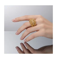 14k Yellow Gold Plated Concave Filigree Wire Dome-Shaped Artistic Adjustable Ring