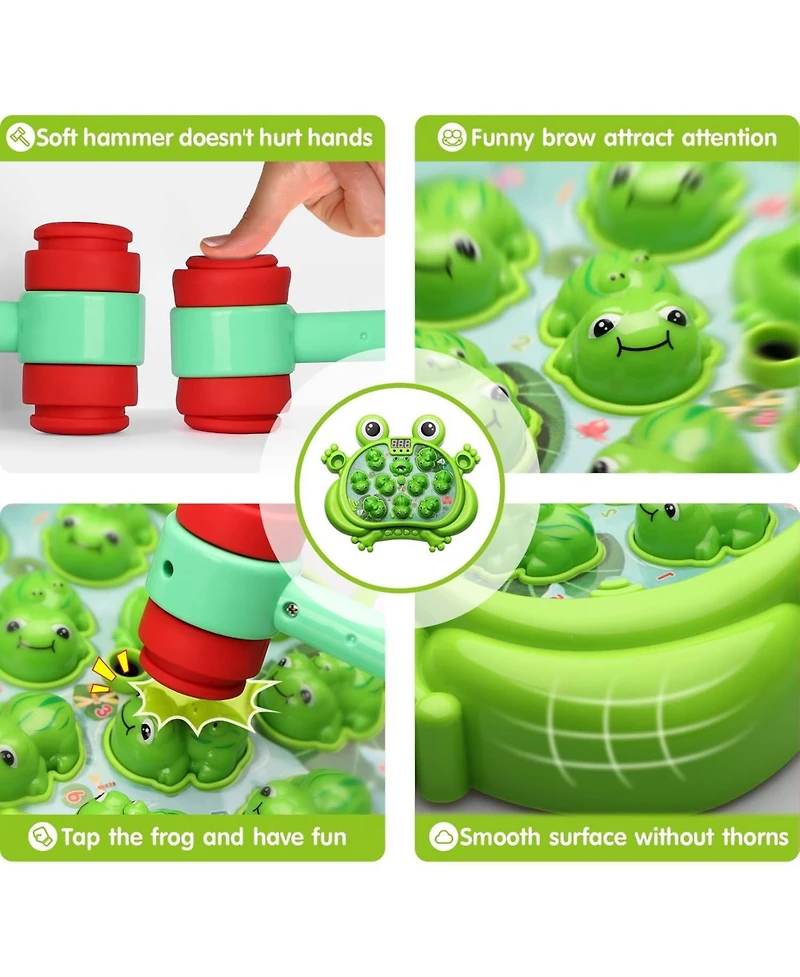 HopeRock Toys , Whack A Frog Game,with 5 Modes,45 Levels,9 Music Spray and Light-up