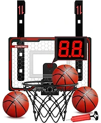 HopeRock Indoor Basketball Hoop for Kids, Over The Door Mini Basketball Hoops, with Led Light, Scoreboard, Birthday Toys Gifts