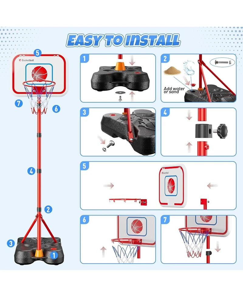 HopeRock 2 in 1 Kids Basketball Hoop and T Ball Set, Adjustable Basket Ball Stand,Hanging Tee Baseball