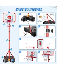 HopeRock 2 in 1 Kids Basketball Hoop and T Ball Set, Adjustable Basket Ball Stand,Hanging Tee Baseball