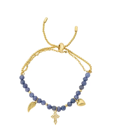Unwritten Cubic Zirconia Beaded Layer Bracelet with Faith Charms Slider Bracelet