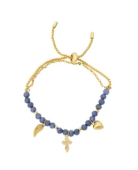 Unwritten Cubic Zirconia Beaded Layer Bracelet with Faith Charms Slider Bracelet