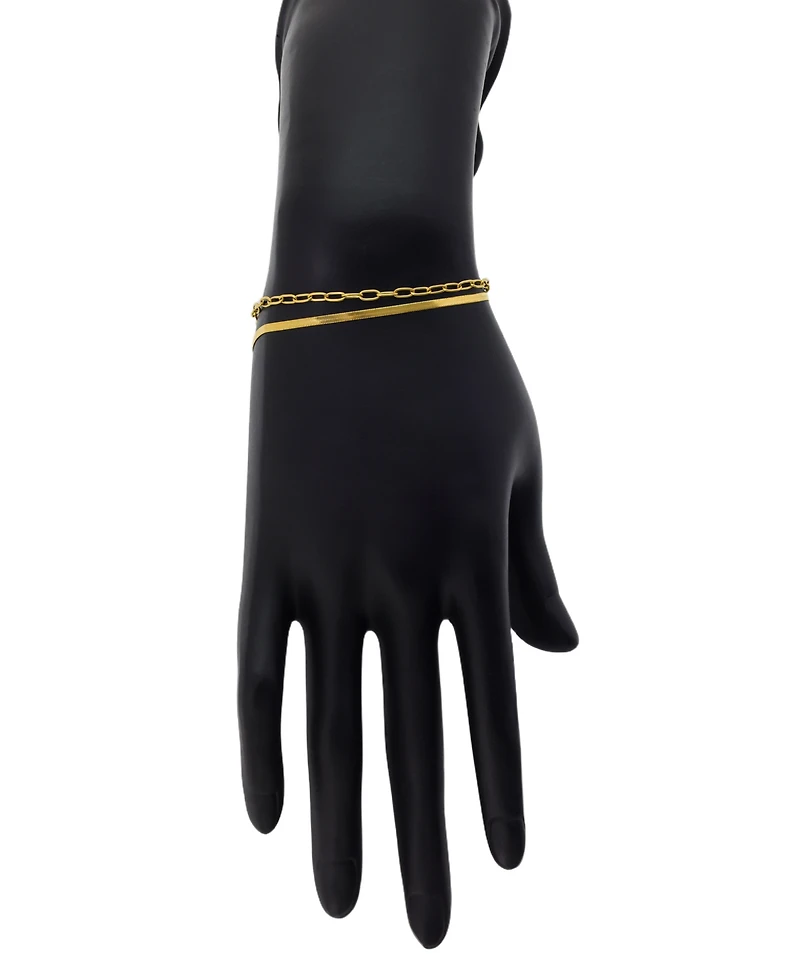 Unwritten x Moda Sport Waterproof Paperclip and Herringbone Chain Layered Bracelet