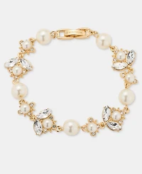 Marchesa Crystal & Imitation Pearl Flex Bracelet