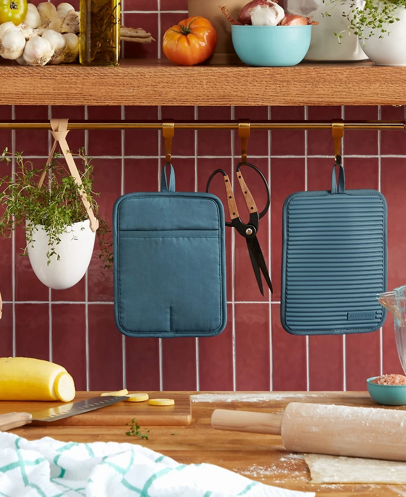 KitchenAid Ribbed Soft Silicone Pot Holder Set, 2 Piece