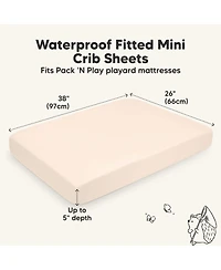 KeaBabies 2pk Isla Waterproof Mini Crib Sheets for Boy, Girl, Soft Pack and Play Graco Mattress
