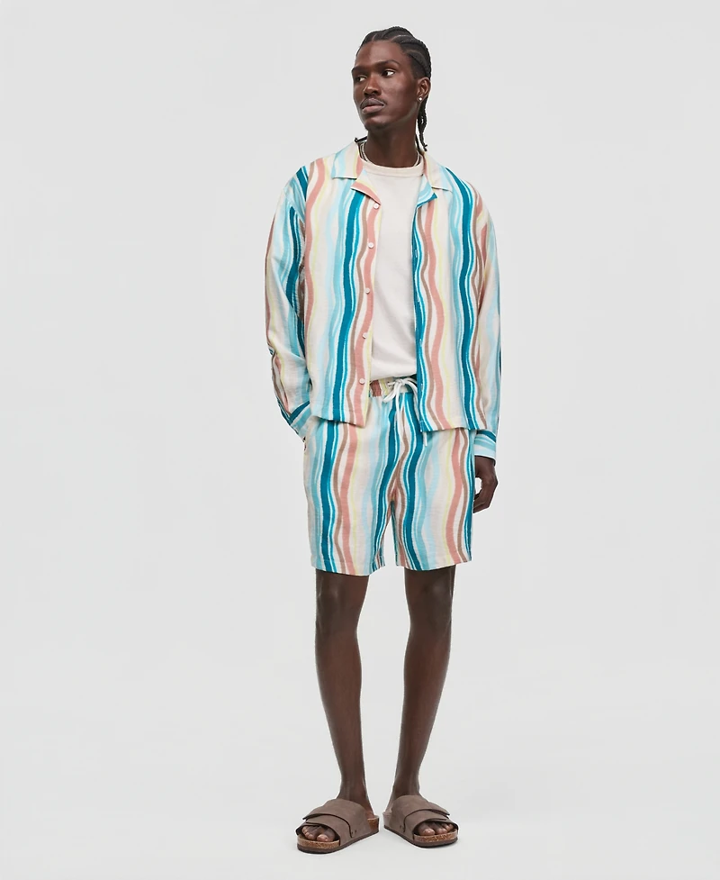 Mode of One Men's Wave Stripe 6.5" Drawstring Shorts, Macy's Exclusive