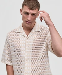 Mode of One Men's Diamond-Crochet Camp Shirt, Macy's Exclusive