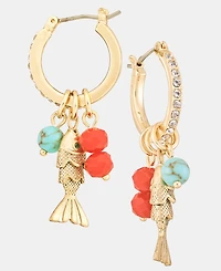 lonna & lilly Fish & Bead Charm Hoop Earrings