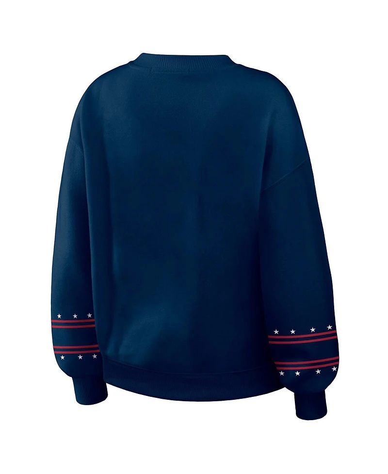 Wear by Erin Andrews Women's Navy New York Yankees Americana Heavyweight Fleece Sweatshirt