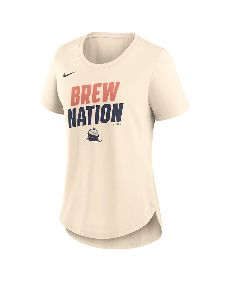 Nike Women's Natural Milwaukee Brewers 2026 City Connect Team Phrase Lockup Tri-Blend T-Shirt