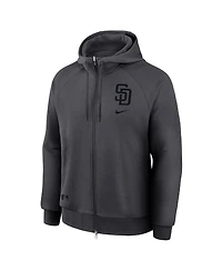 Nike Men's Anthracite San Diego Padres Authentic Collection Player Raglan Dri-fit Full-Zip Hoodie