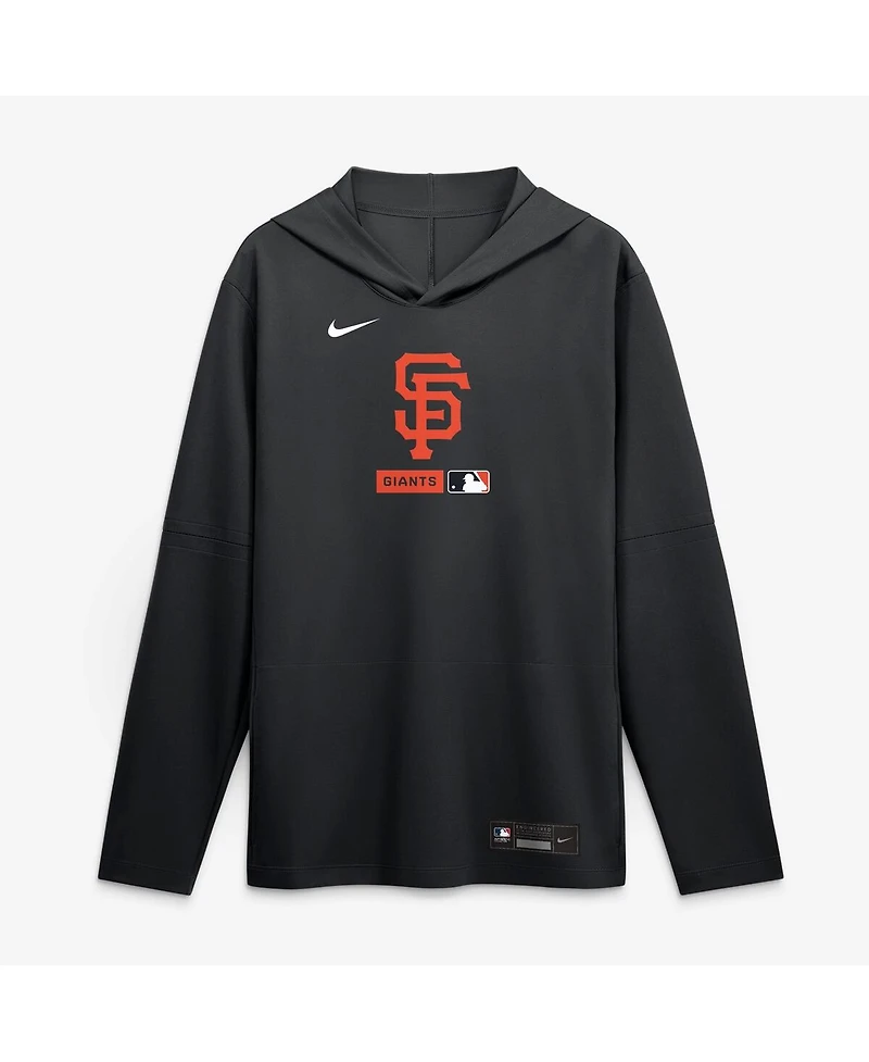 Nike Men's Black San Francisco Giants Authentic Collection Dri-fit Long Sleeve Hooded T-Shirt