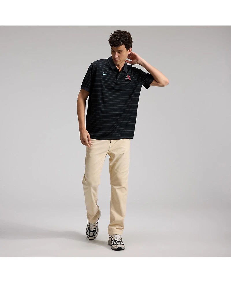 Nike Men's Black Arizona Diamondbacks Authentic Collection Striped Victory Dri-fit Polo Shirt
