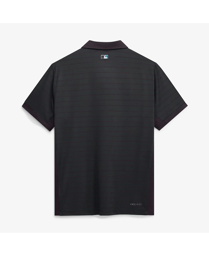 Nike Men's Black Miami Marlins Authentic Collection Striped Victory Dri-fit Polo Shirt