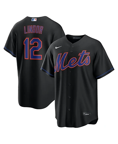 Nike Men's Francisco Lindor Black New York Mets Alternate Replica Jersey