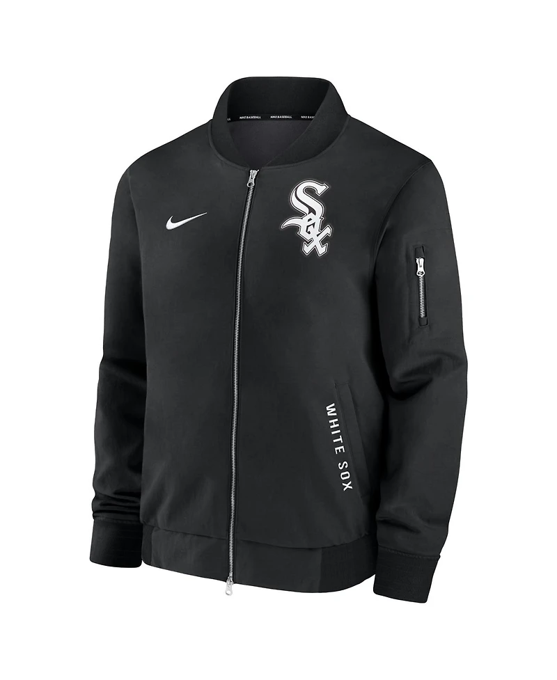 Nike Men's Black Chicago White Sox Authentic Collection Dugout Relaxed Full-Zip Bomber Jacket