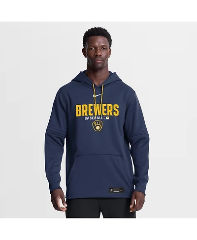 Nike Men's Navy Milwaukee Brewers Authentic Collection Therma-fit Hoodie