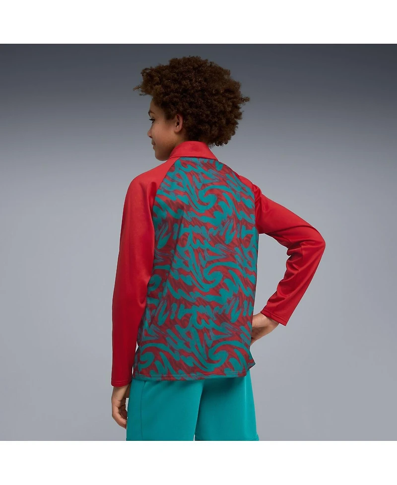 Puma Big Boys and Girls Red Portugal National Team Pre-Match Quarter-Zip Pullover Sweatshirt