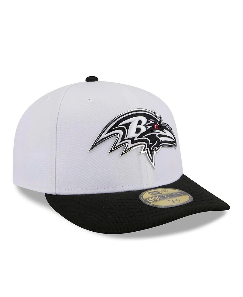 New Era Men's White/Black Baltimore Ravens 2026 Nfl Draft Pre-Curved 59FIFTY Fitted Hat