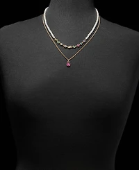 Karl Lagerfeld Paris Mixed Crystal & Imitation Pearl Layered Pendant Necklace, 16" + 3" extender