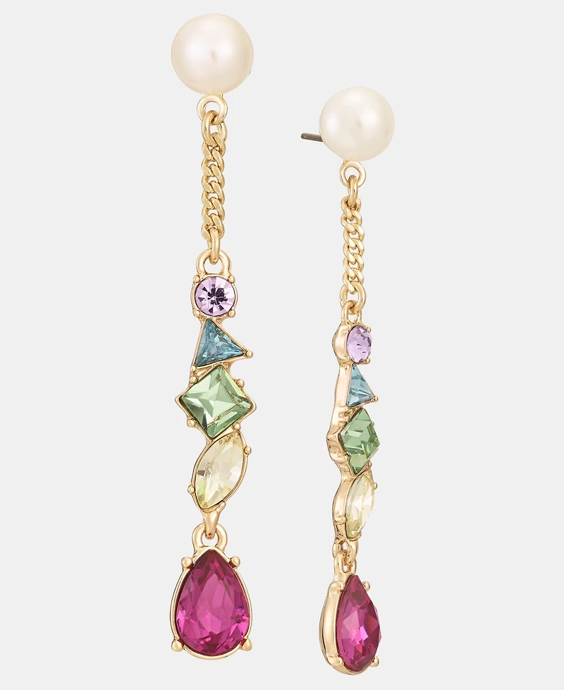Karl Lagerfeld Paris Mixed Crystal & Imitation Pearl Linear Drop Earrings