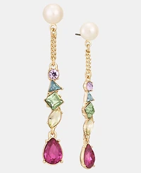 Karl Lagerfeld Paris Mixed Crystal & Imitation Pearl Linear Drop Earrings