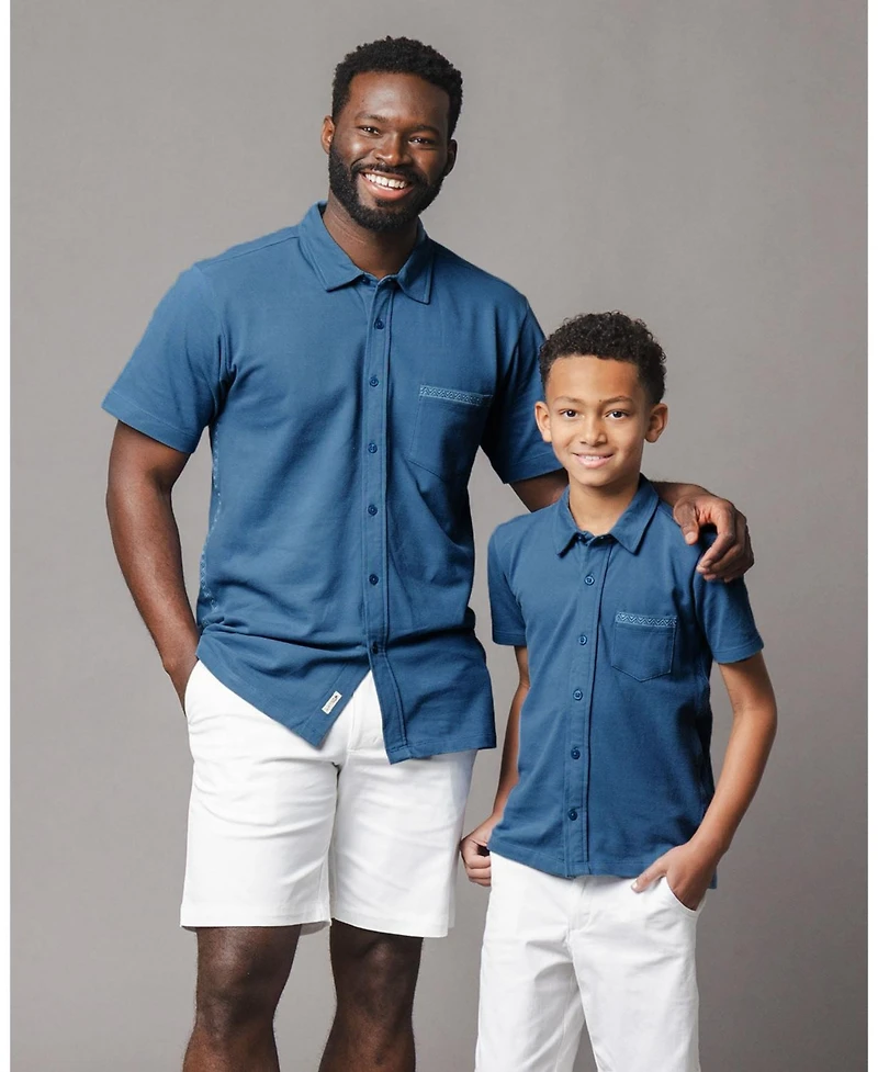 Hope & Henry Men's and Organic Pique Short Sleeve Shirt