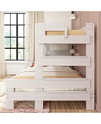 Max & Lily Solid Wood Bunk Bed, Modern Farmhouse Platform Bed Frame For Kids