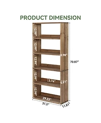 Tribesigns 5-Tier Solid Wood Bookshelf, 70.8" Tall Farmhouse Bookcase with Open Storage Shelves, Freestanding Bookshelves Display Rack