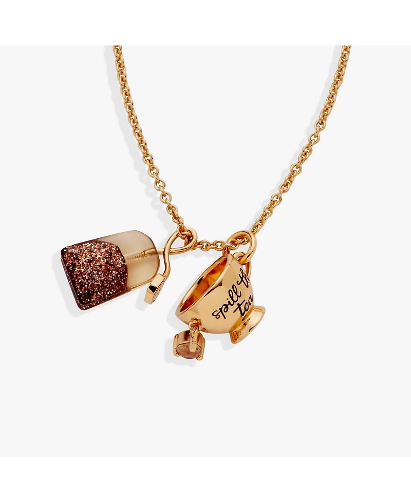 Alex and Ani Spill the Tea' Cup and Tea Bag Charm Pendant Necklace