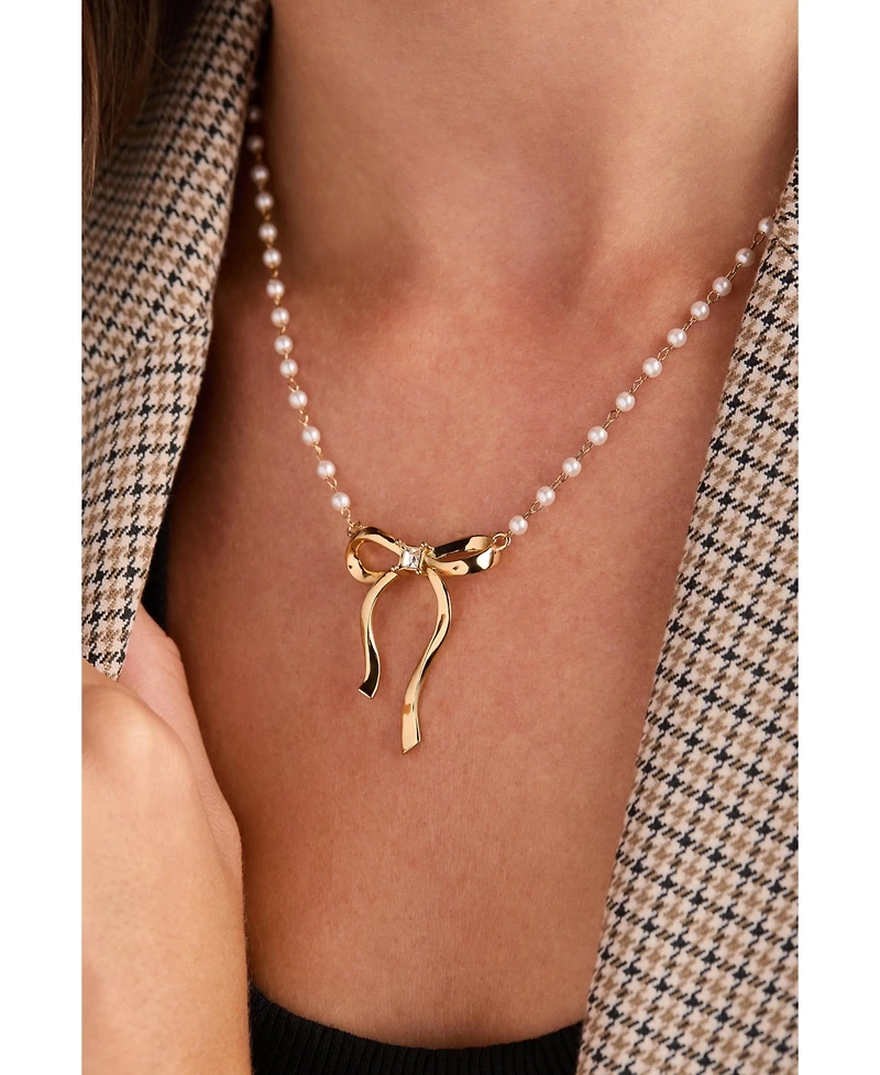 Alex and Ani Bow Pearl Coquette Necklace