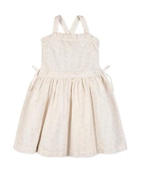 Hope & Henry Little Girls and Organic Ruffle Edge Eyelet Apron Dress