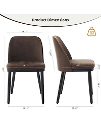 gaomon Set of 2 Linen Upholstered Dining Chairs with Curved and Solid Wood Legs