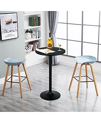 Gymax Set of 2 Round Pub Table 24" Bistro Bar Height Cocktail Table w/Metal Base