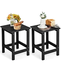 Gymax 2PCS 14'' Patio Adirondack Side Table Hdpe Square Weather Resistant Garden