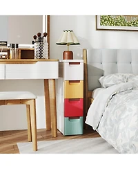 Sugift 4-Drawer Slim Rolling Storage Cart with Built-In Wheels