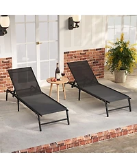 Gouun Foldable Patio Chaise Lounge Chair Set of 2 with 5-Position Adjustable Backrest