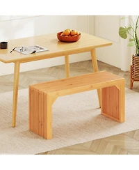 Sugift Bamboo Dining Bench Long Entryway Bench Indoor Outdoor Solid Wood Bench