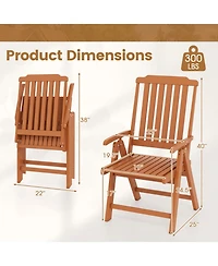 Gouun Foldable Hdpe Outdoor Dining Chair with Armrests, All-Weather Slatted Design